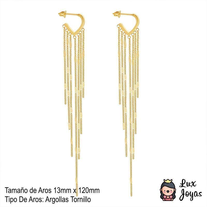 Aros Baño Oro Amarillo 18k Argollas Tornillo Cadenas-3