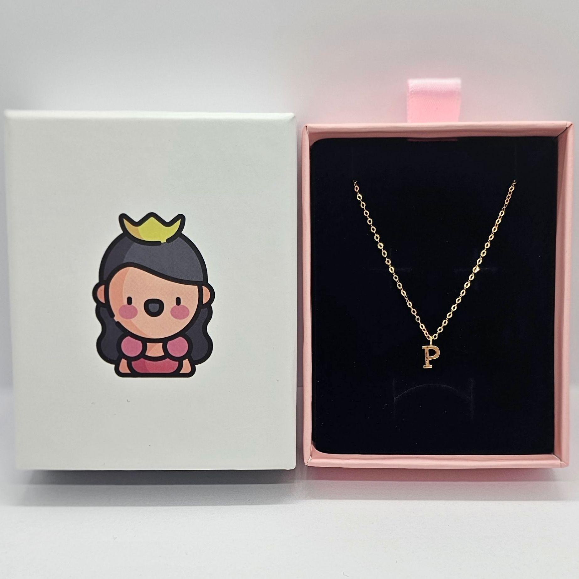 CADENA ESLABONES ORO 18K COLGANTE LETRA INICIAL P 18K-2