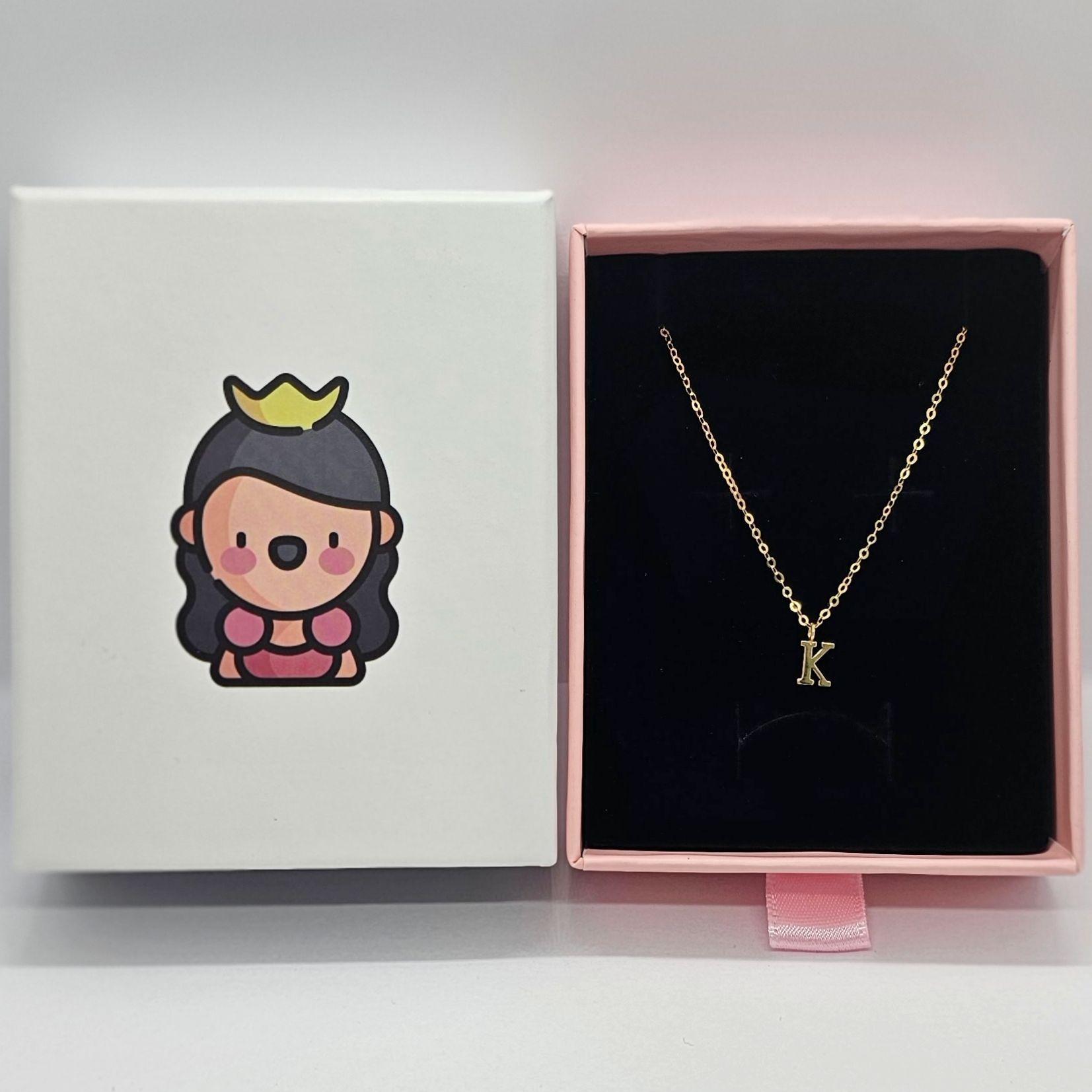 CADENA ESLABONES ORO 18K COLGANTE LETRA INICIAL K 18K-2