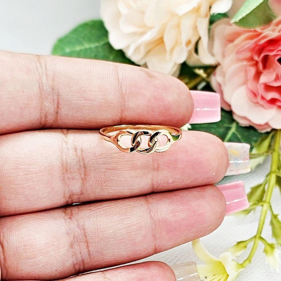 Anillo Cadena 3 Eslab Oro 18 Kilates Nacional-2