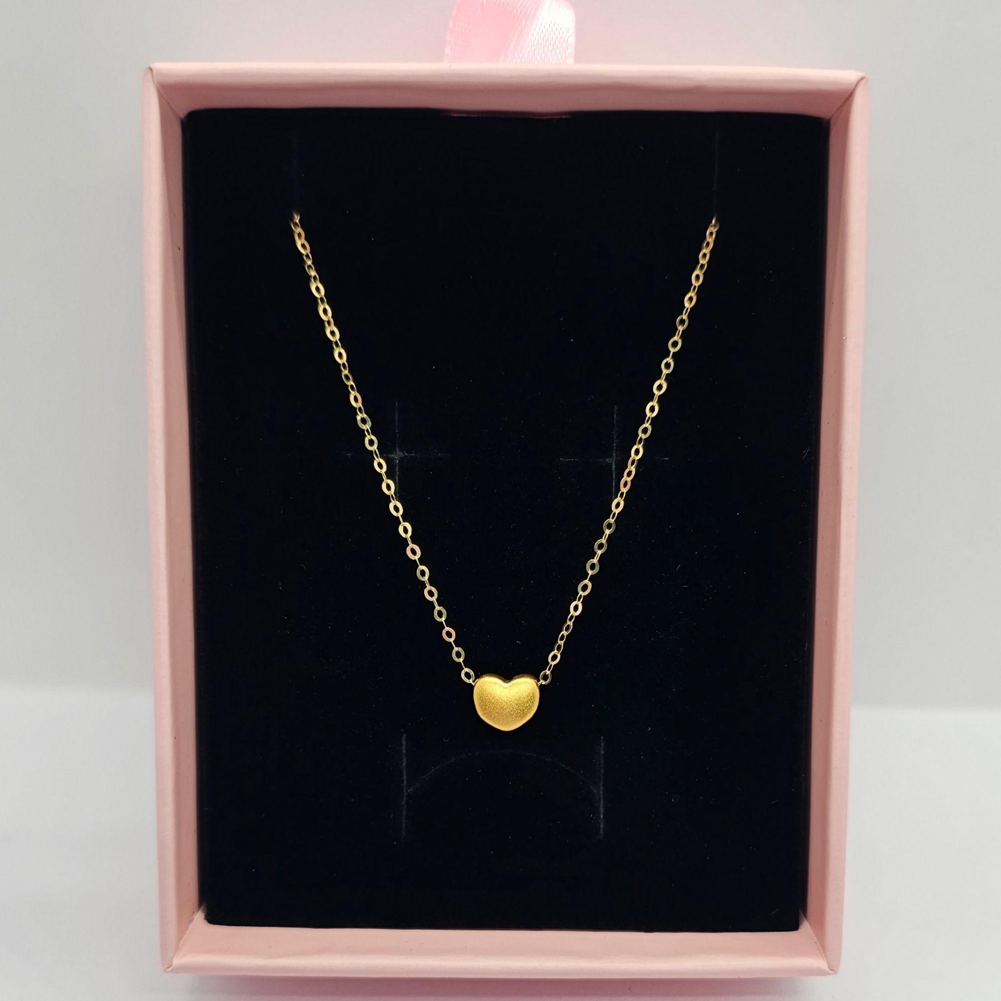CADENA ESLABONES ORO AMARILLO 18K COLGANTE CORAZÓN SATINADO ORO 24K-5