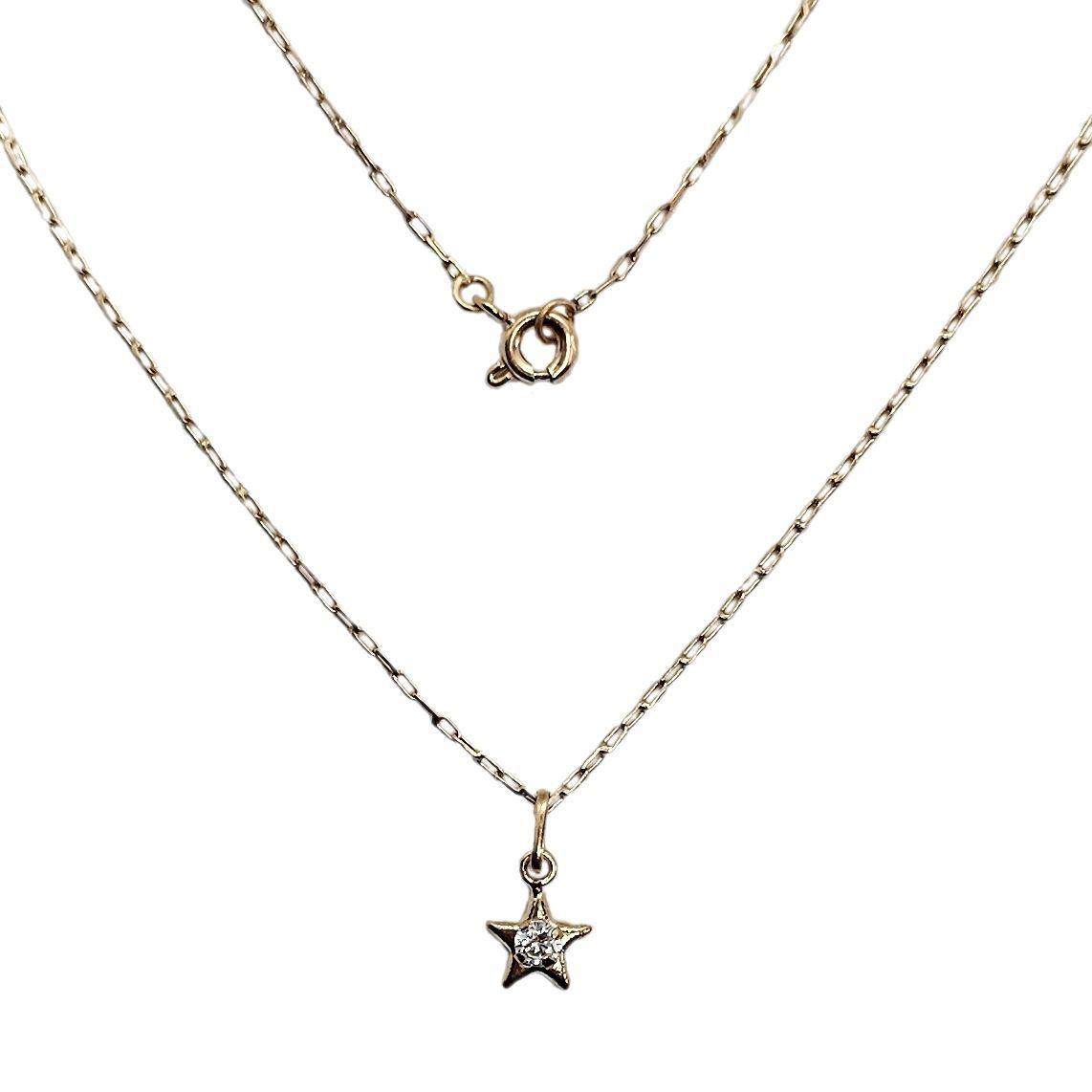 Cadena Limada 45cm Estrella Circón Oro 18 Kilates Nacional-0