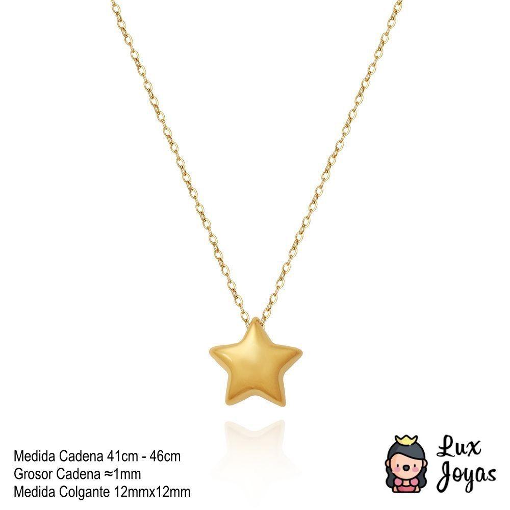 Collar Baño Oro Amarillo 18k Estrella Inflado-4