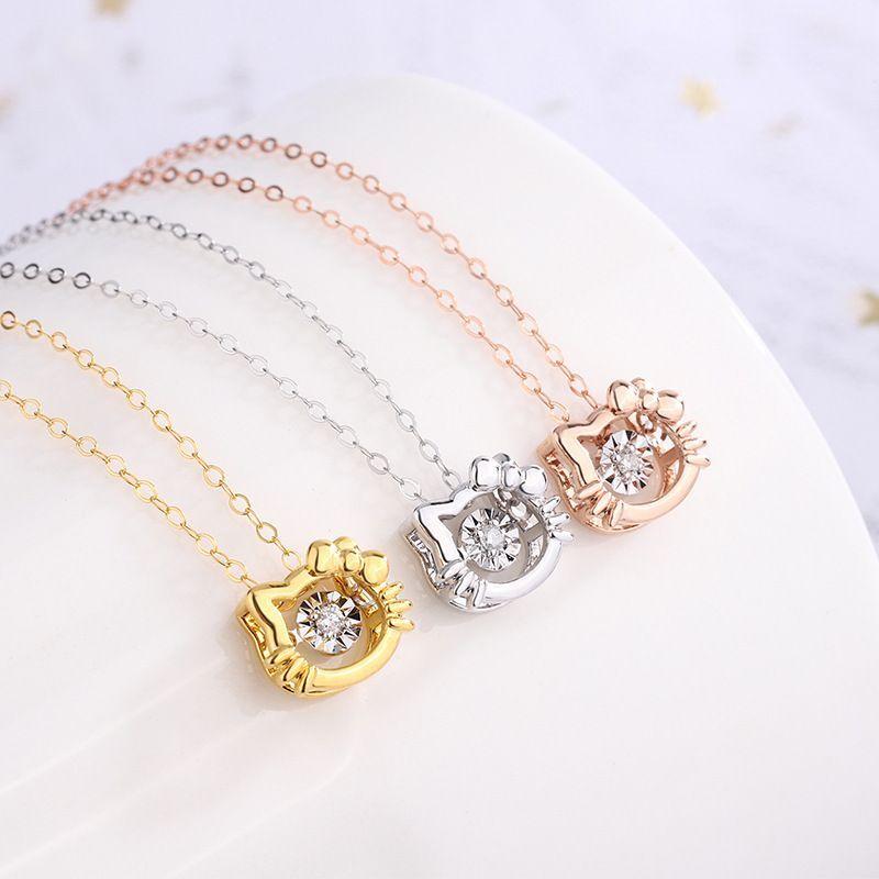 CADENA ESLABONES ORO AMARILLO 18K COLGANTE HELLO KITTY DIAMANTE 3P-2