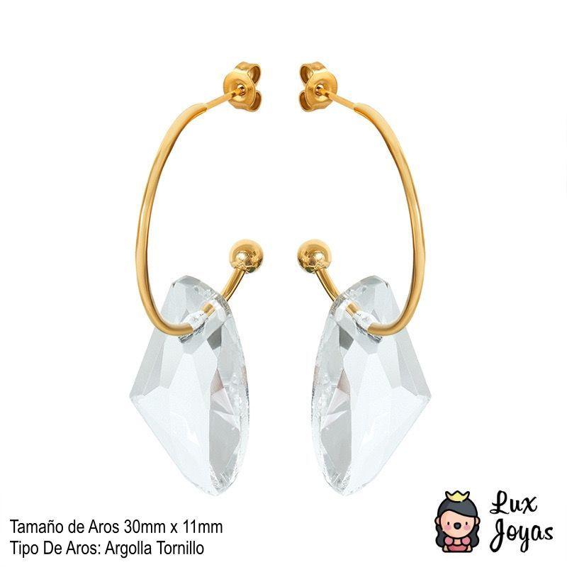 Aros Baño Oro 18k Tornillo Cristal-4