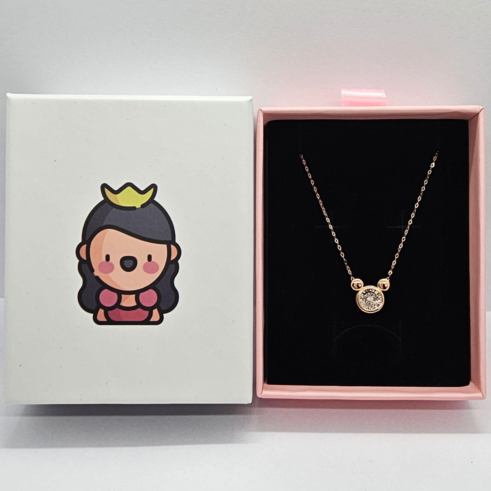 COLLAR ESLABONES ORO ROSADO 18K MICKEY CON DIAMANTE 3P-3