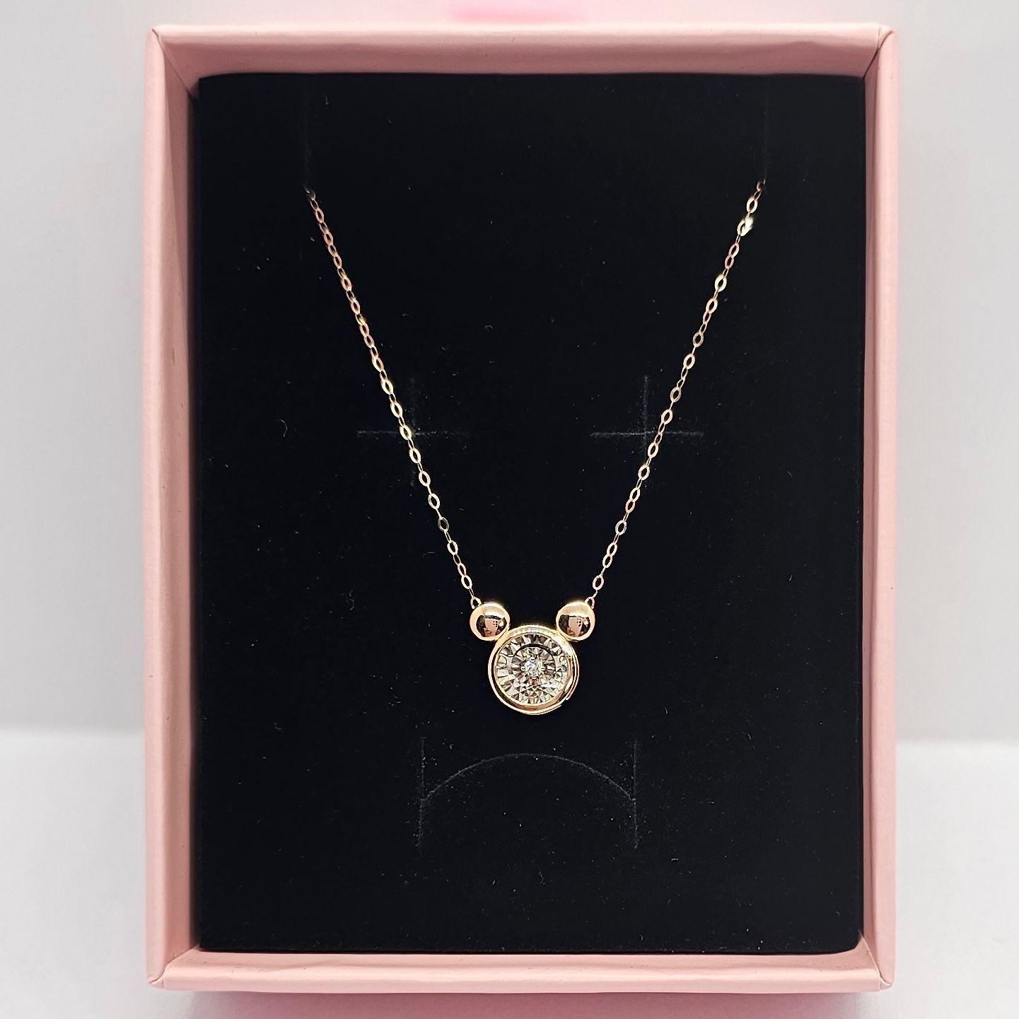 COLLAR ESLABONES ORO ROSADO 18K MICKEY CON DIAMANTE 3P-2