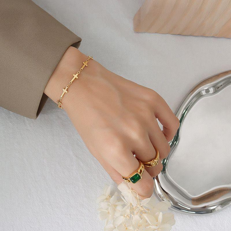Pulsera Baño Oro 18k Full Cruces-2