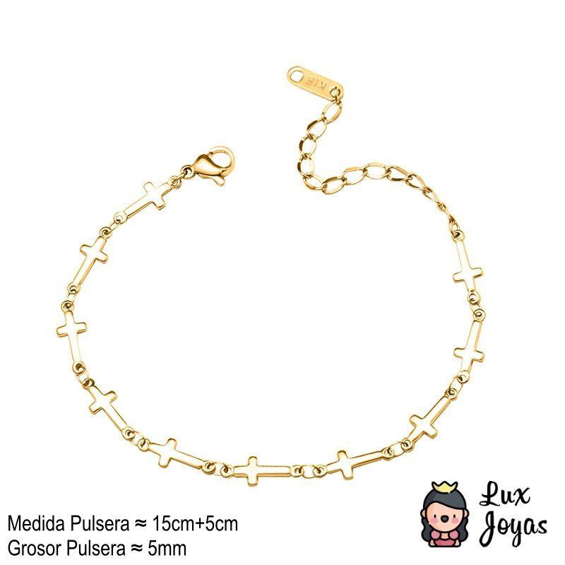 Pulsera Baño Oro 18k Full Cruces-3