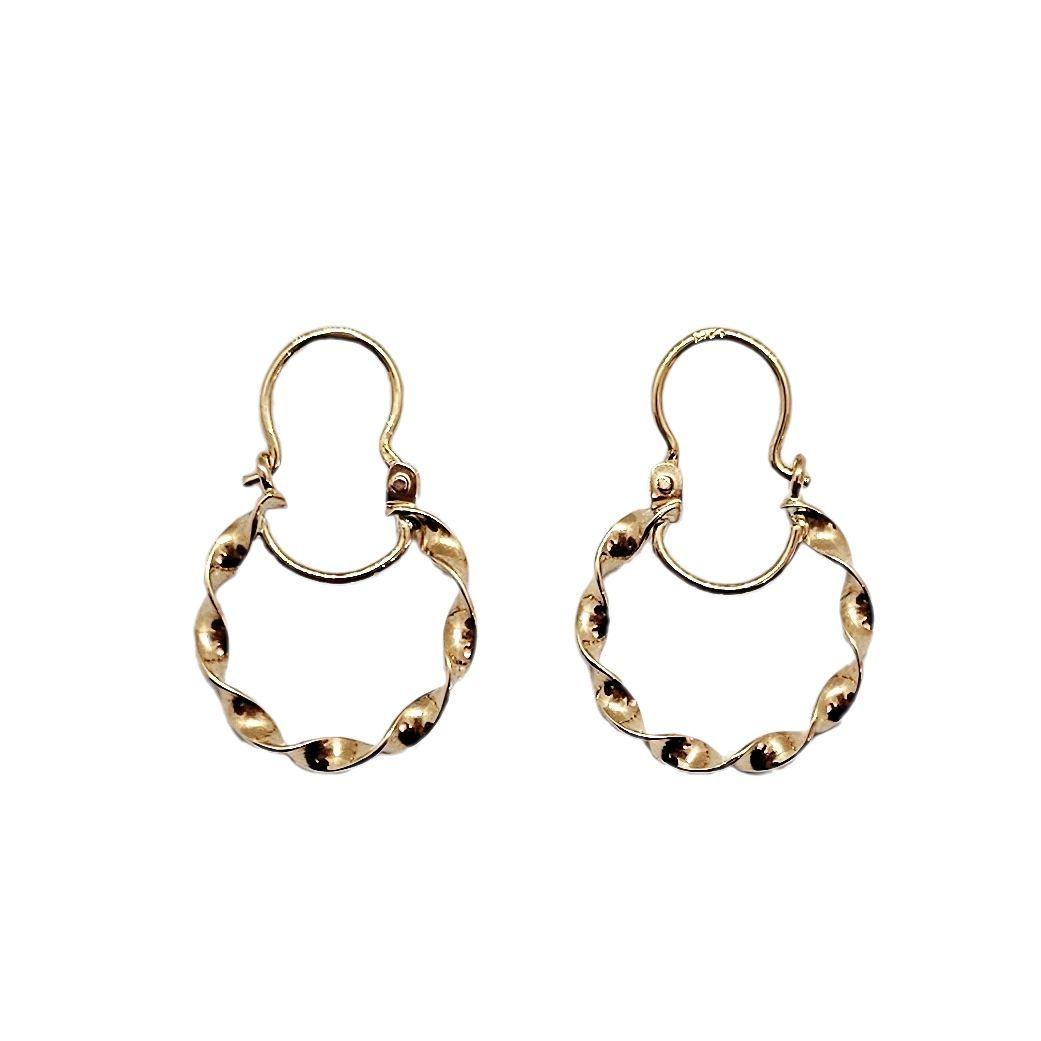 Aros Argolla Entorchados Oro 18 Kilates Nacional 15x26mm-0