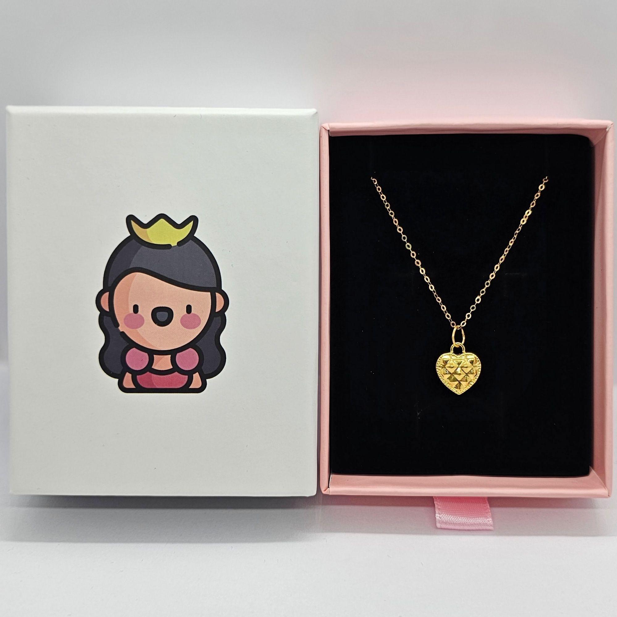 Cadena Eslabones Oro Amarillo 18k Colgante Corazón Diamantado 24k-5