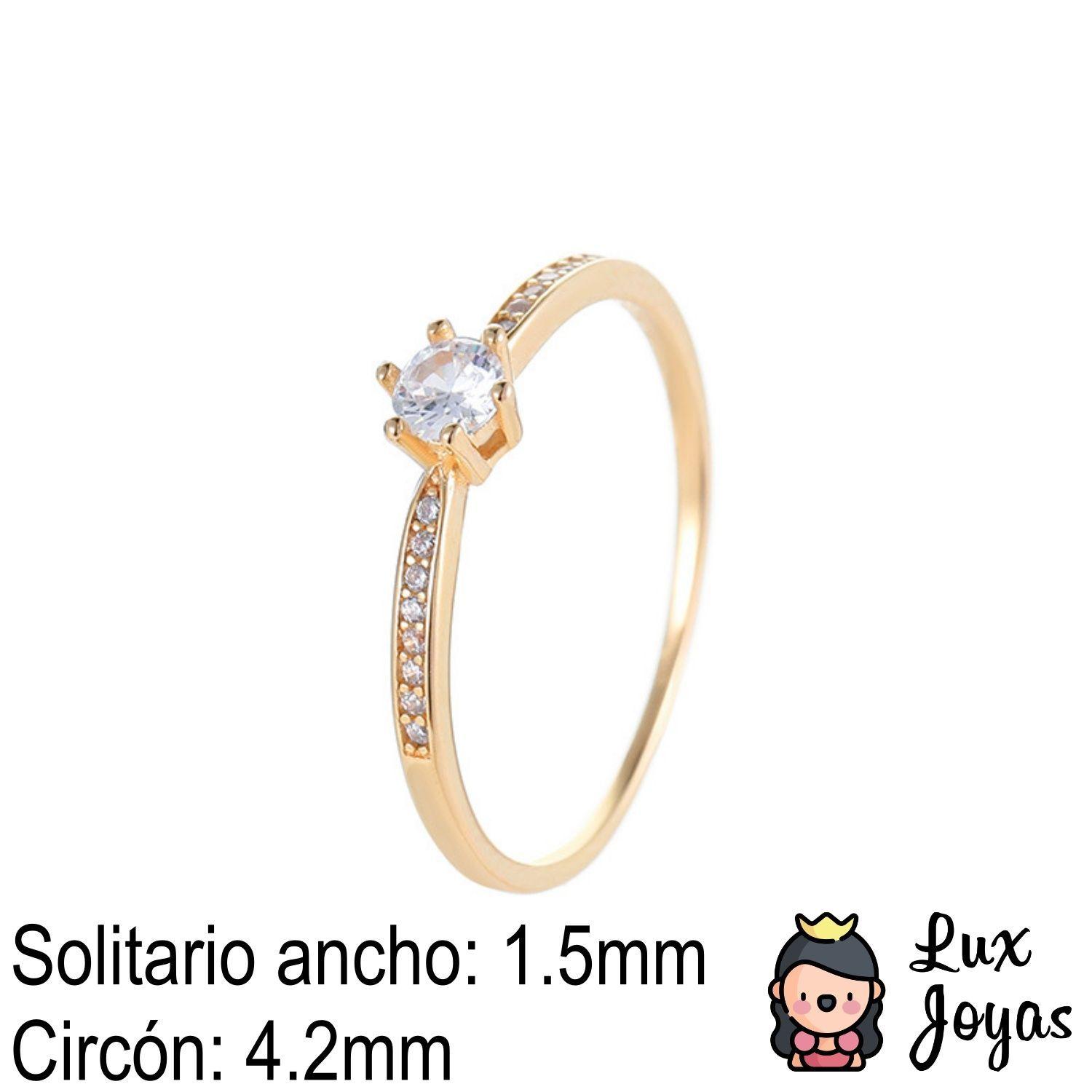 Anillo Plata 925 Baño Oro Solitario Microcircón-3