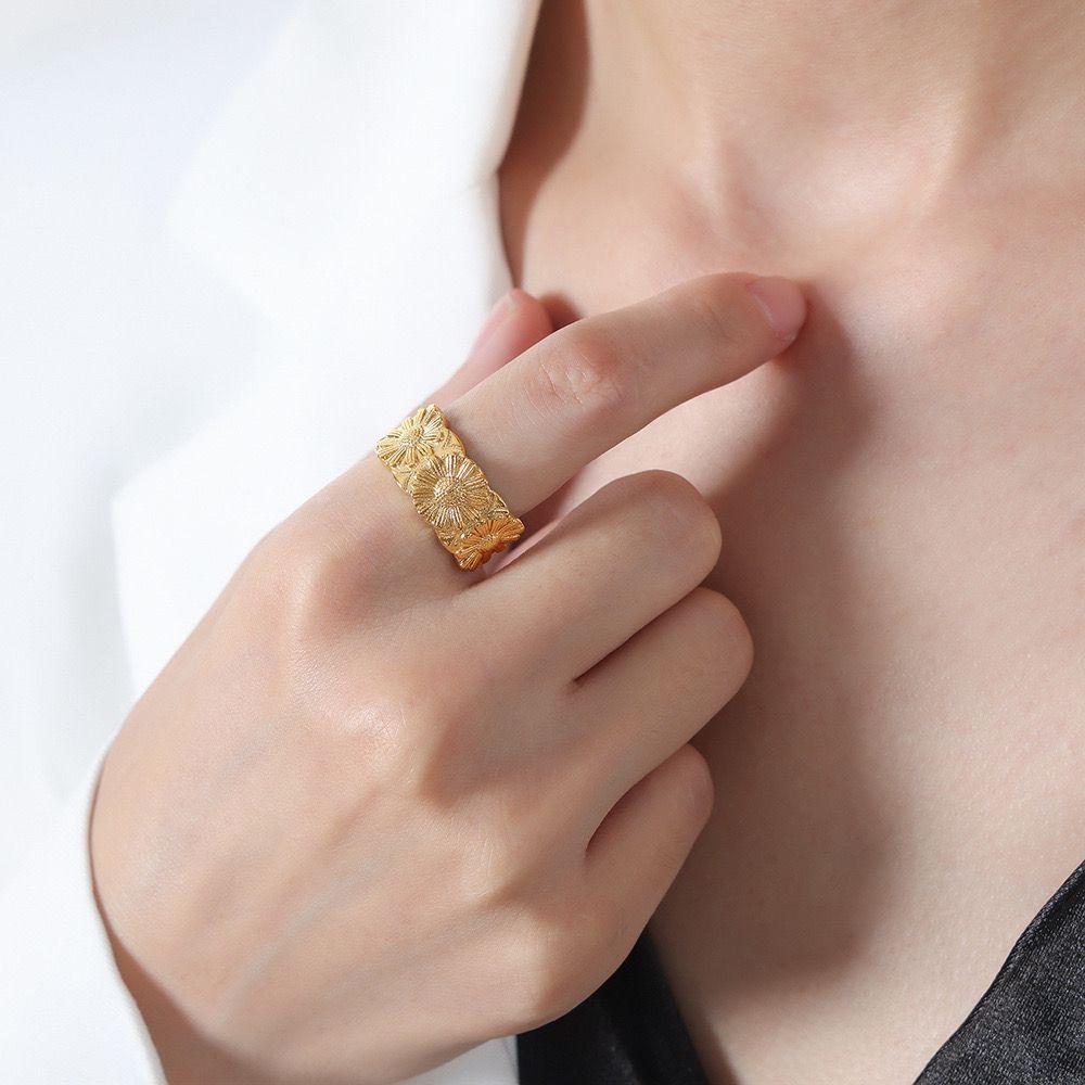 Anillo Baño Oro 18k Florcitas-1