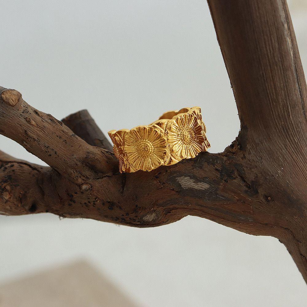 Anillo Baño Oro 18k Florcitas-2