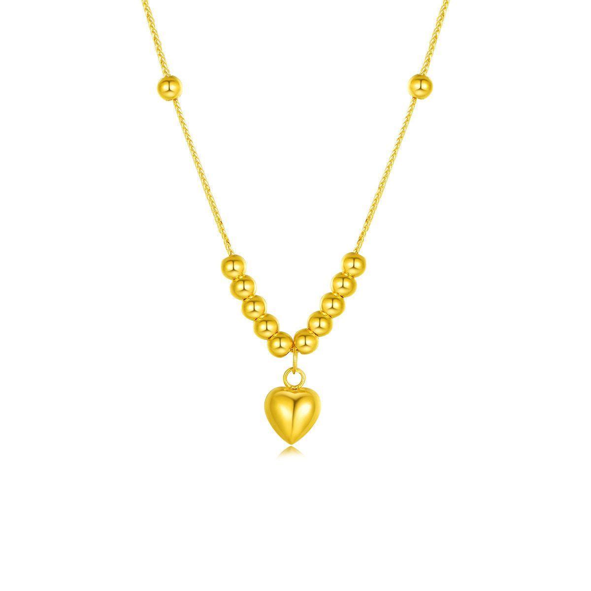 CADENA TEJIDA ORO AMARILLO 18K PELOTITAS CORAZÓN 18K-0