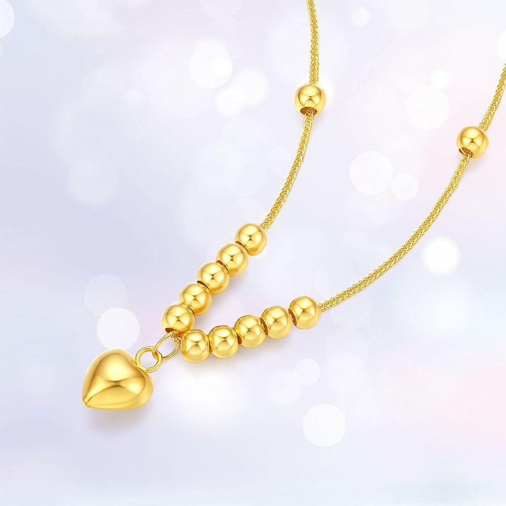 CADENA TEJIDA ORO AMARILLO 18K PELOTITAS CORAZÓN 18K-1
