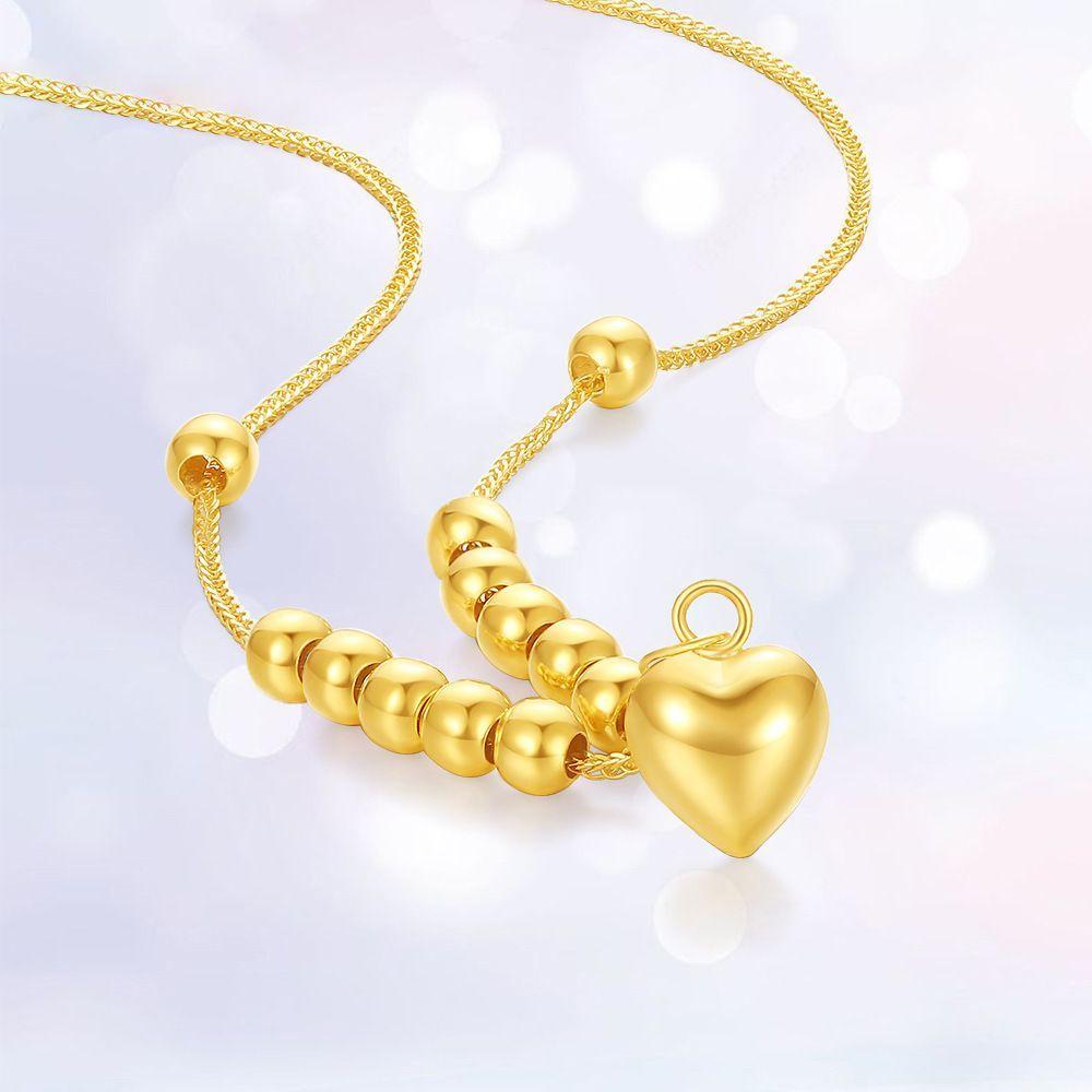 CADENA TEJIDA ORO AMARILLO 18K PELOTITAS CORAZÓN 18K-2