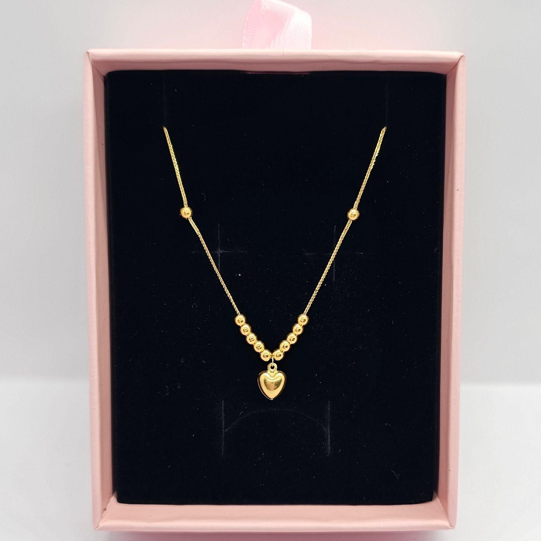 CADENA TEJIDA ORO AMARILLO 18K PELOTITAS CORAZÓN 18K-5