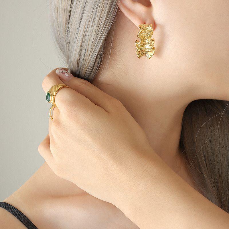 Aros Baño Oro 18k Argollas Arrugado-2