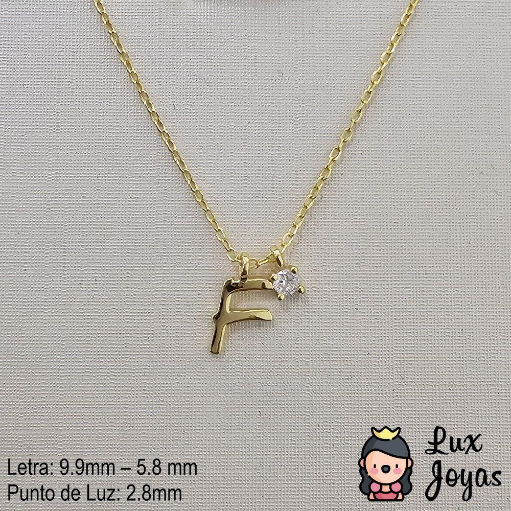 Collar Plata 925 Letra F Inicial Punto Luz-2
