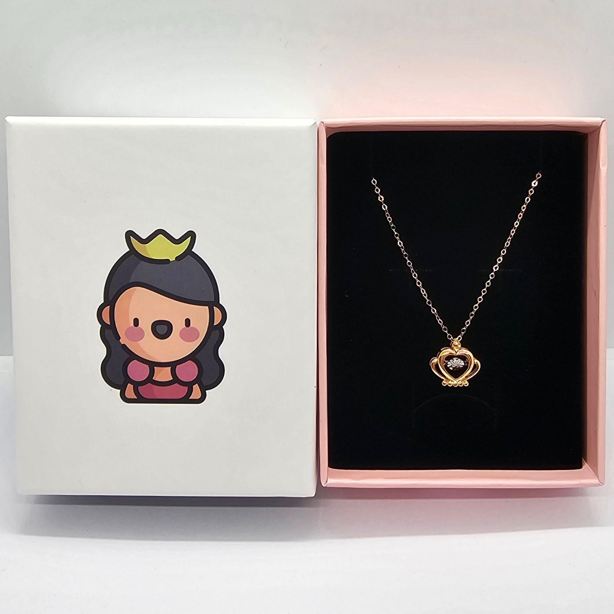 CADENA ESLABONES ORO ROSADO 18K COLGANTE CORONA DIAMANTE 3P-7
