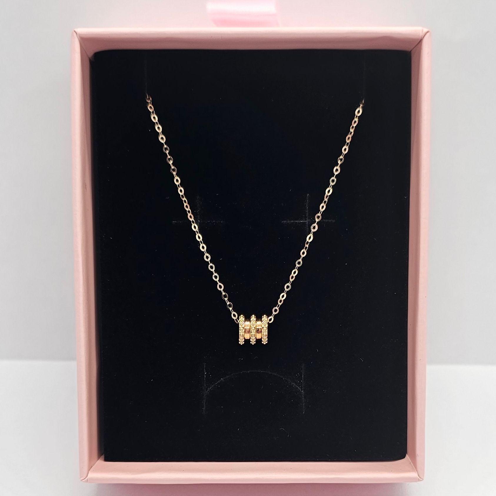 CADENA ESLABONES ORO ROSADO 18K CON COLGANTE TUBO-4