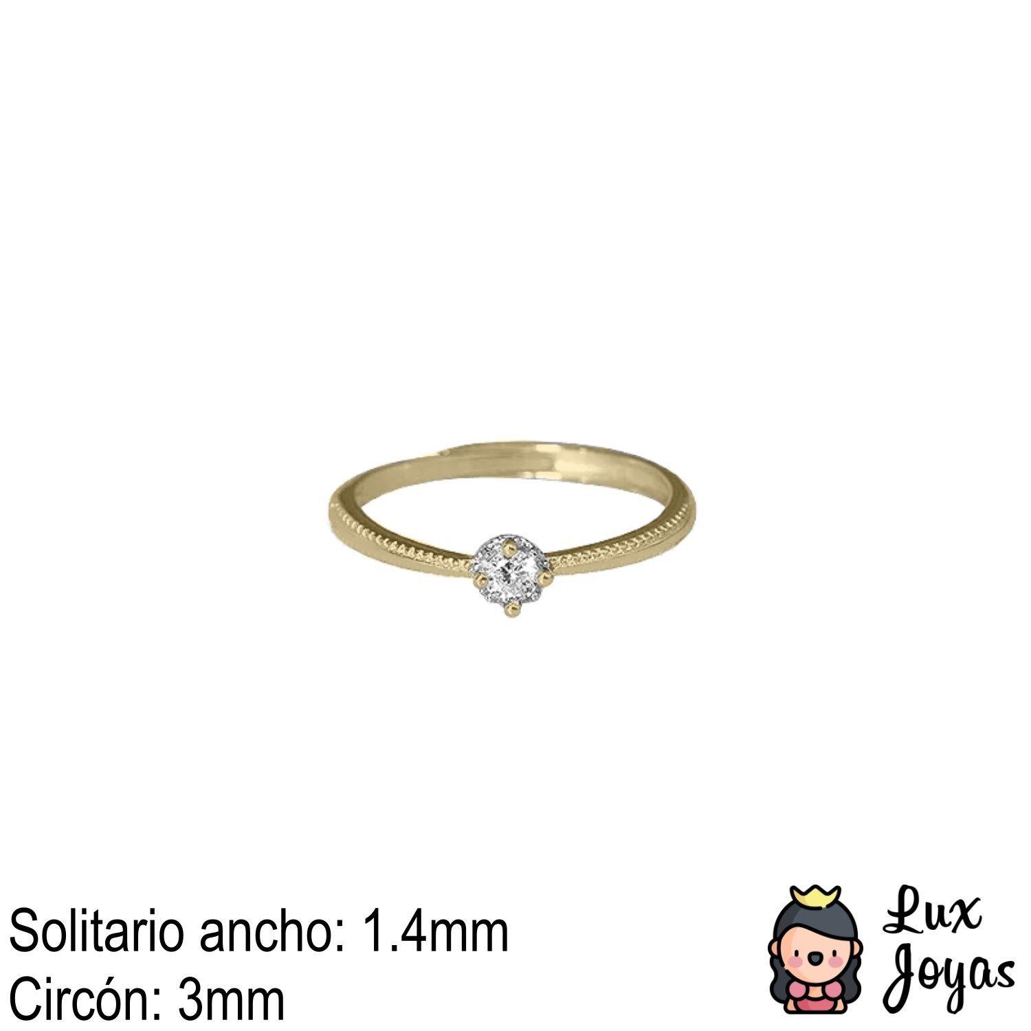 Anillo Plata 925 Baño Oro Solitario Simple Dis-2