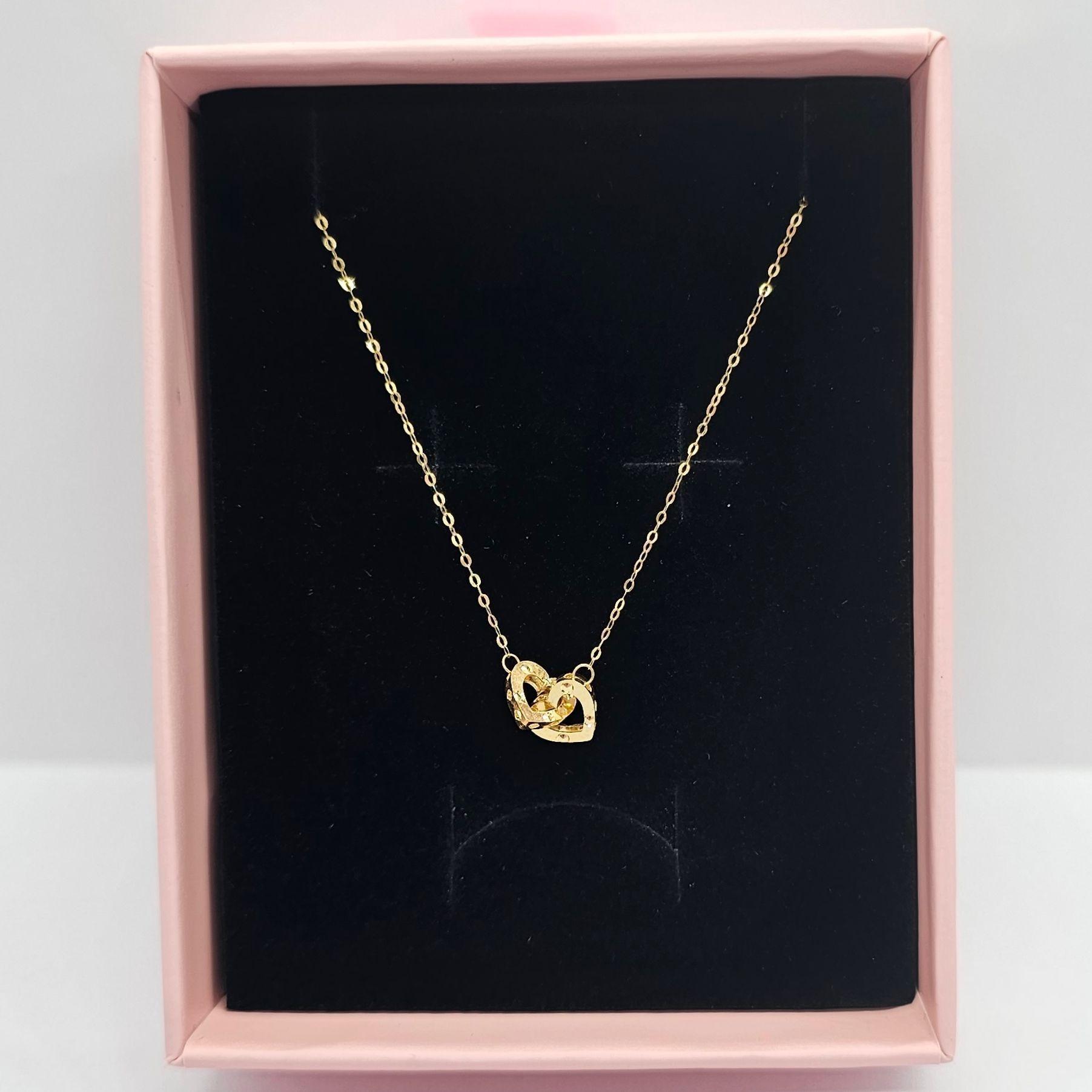 CADENA ESLABONES ORO AMARILLO 18K DOS CORAZONES 18K-2