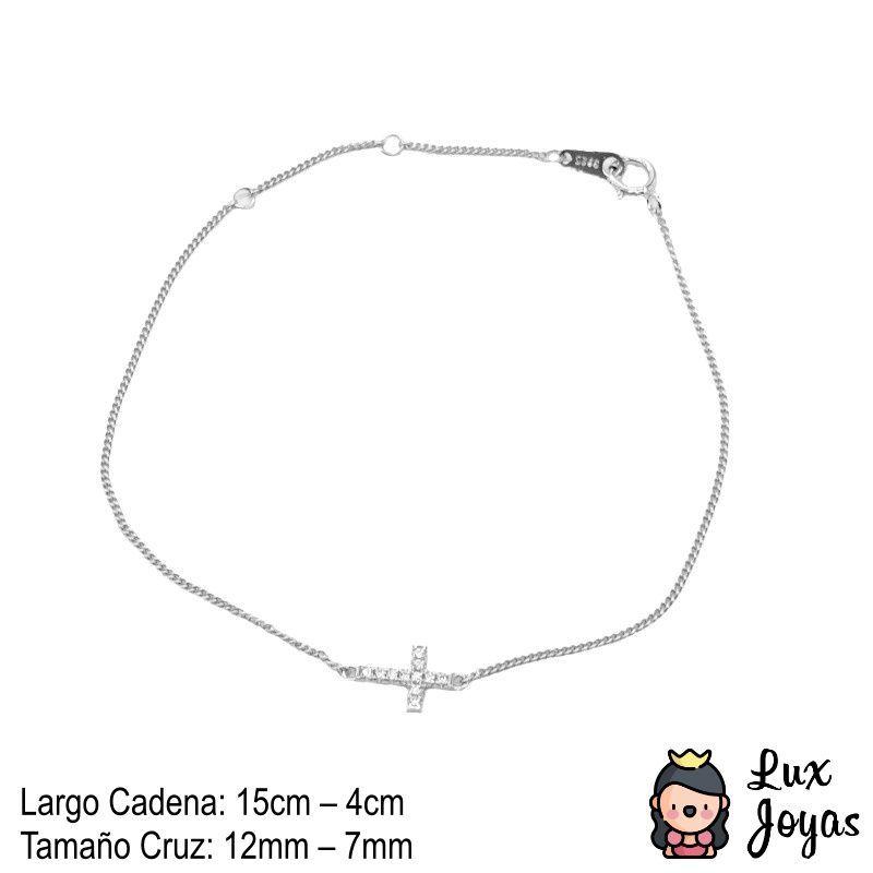 Pulsera Plata 925 Cruz Brillitos-2