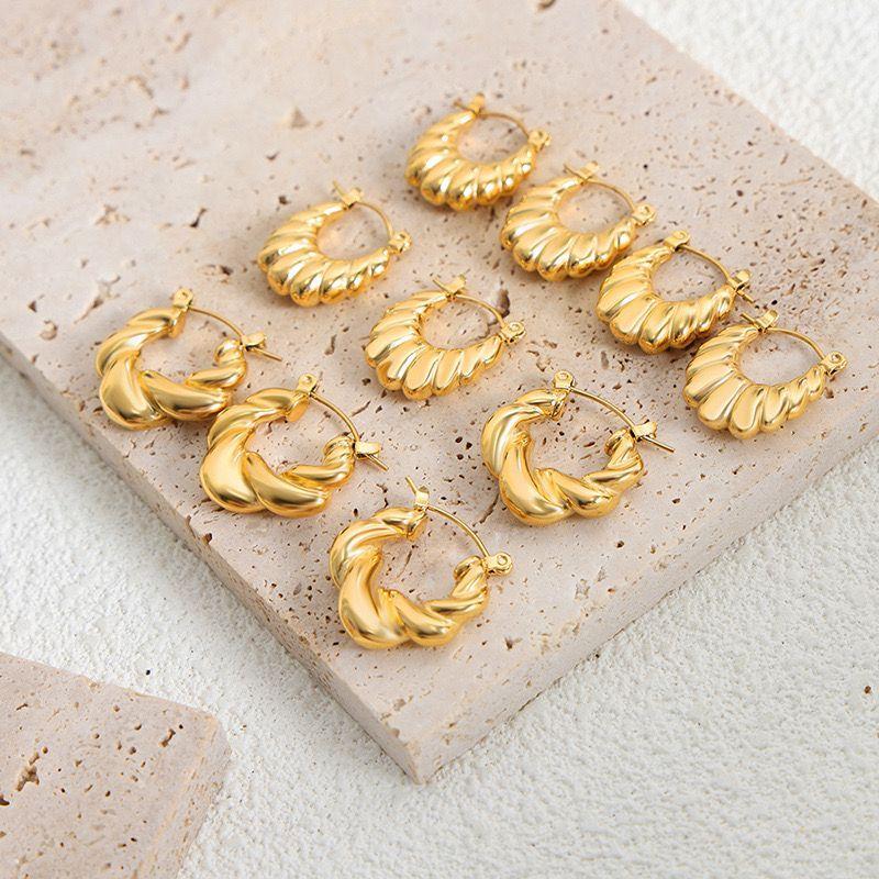 Aros Baño Oro 18k Botes Concha-1