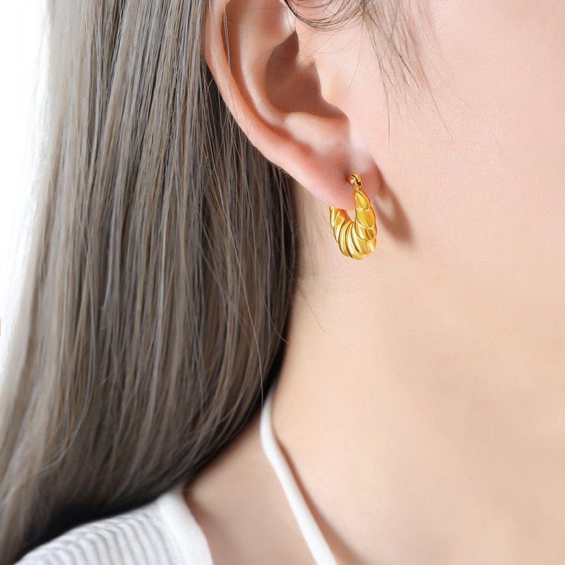 Aros Baño Oro 18k Botes Concha-2