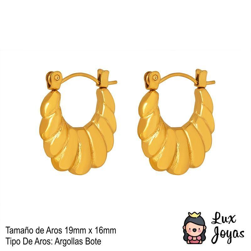 Aros Baño Oro 18k Botes Concha-3