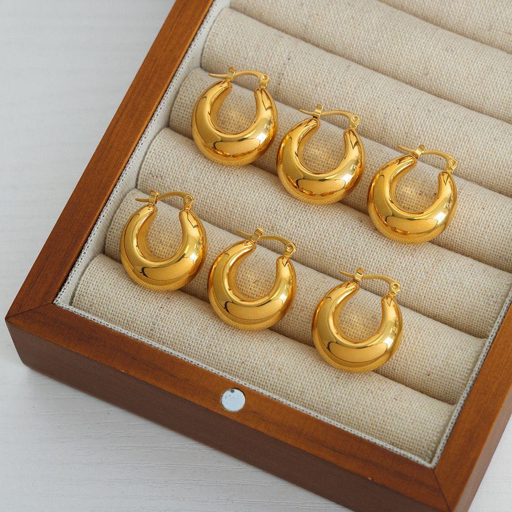 Aros Baño Oro 18k Bote U Redondo  -1