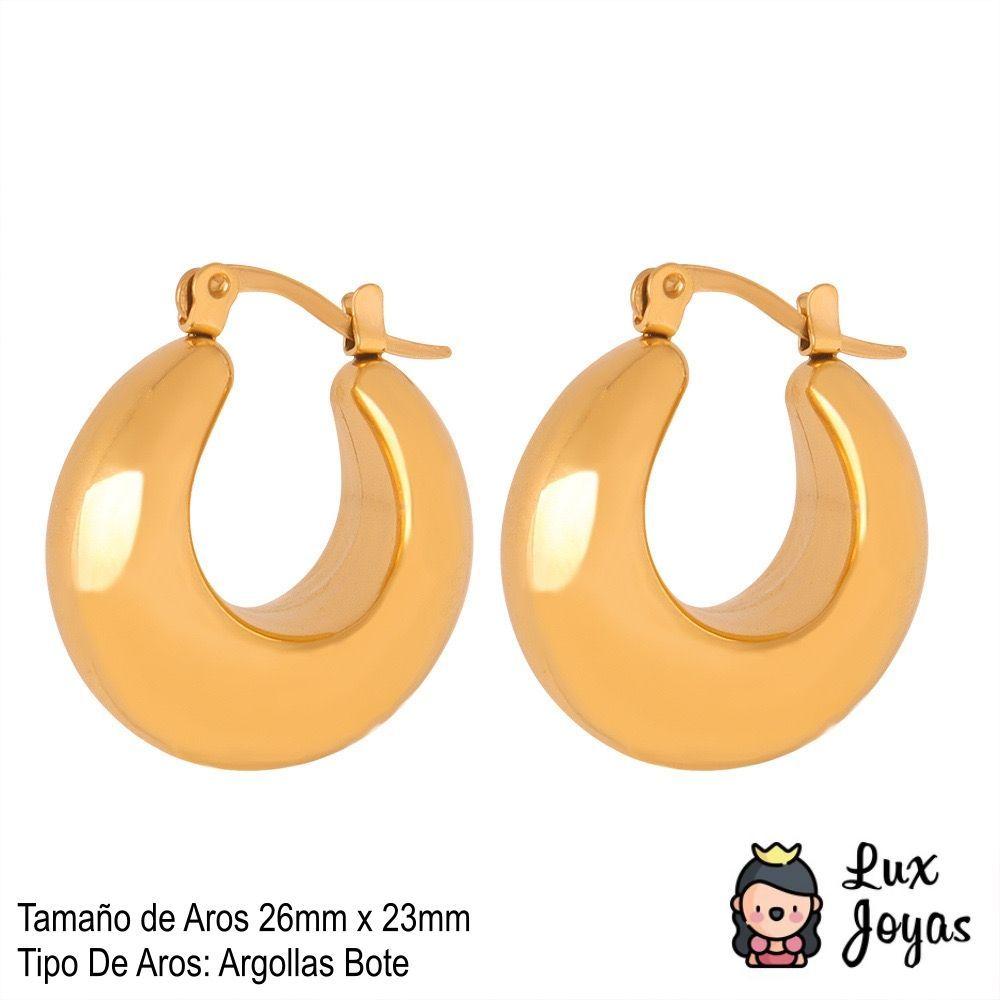 Aros Baño Oro 18k Bote U Redondo  -3