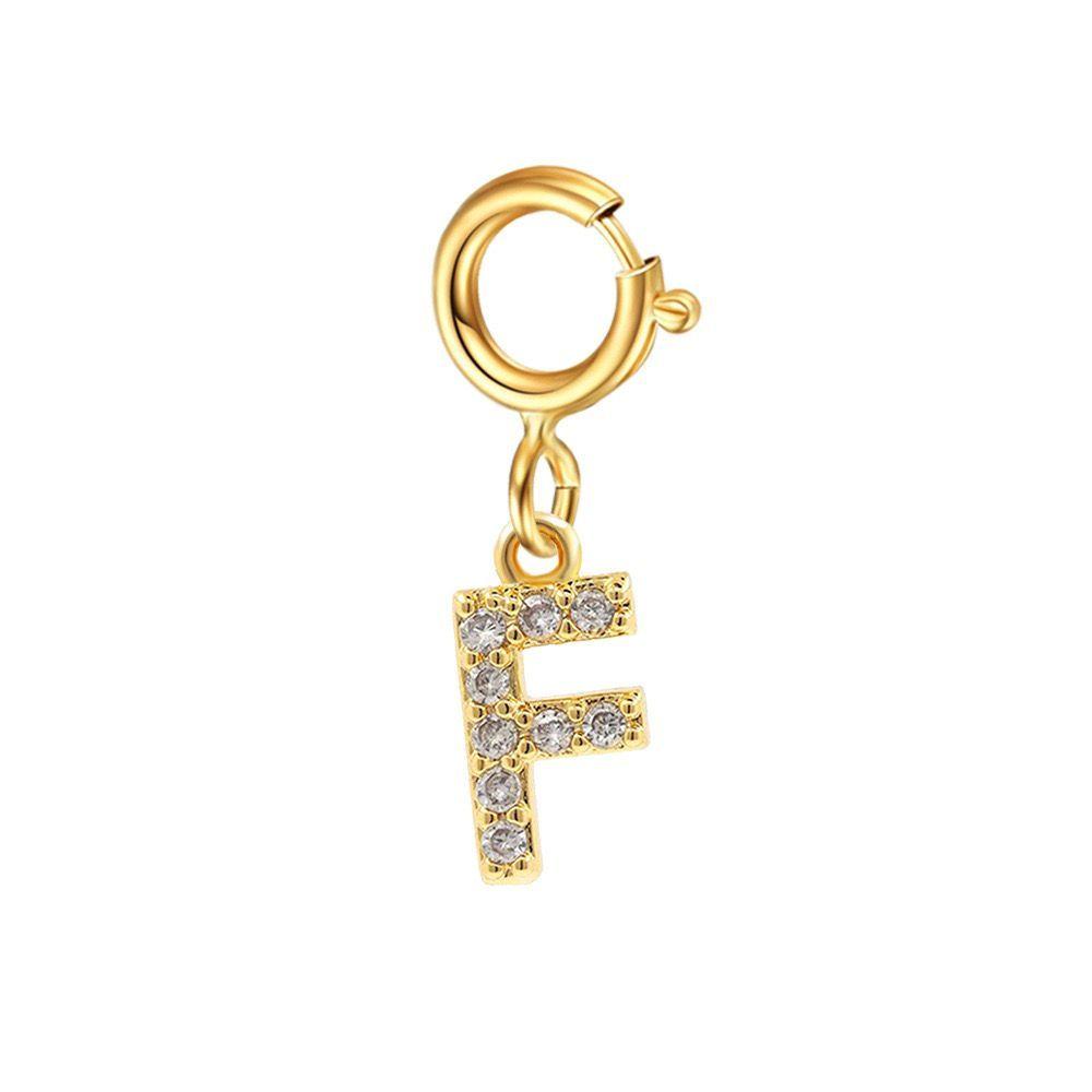 Colgante Charm Letras Inicial F Full Diamante 18 Kilates-0