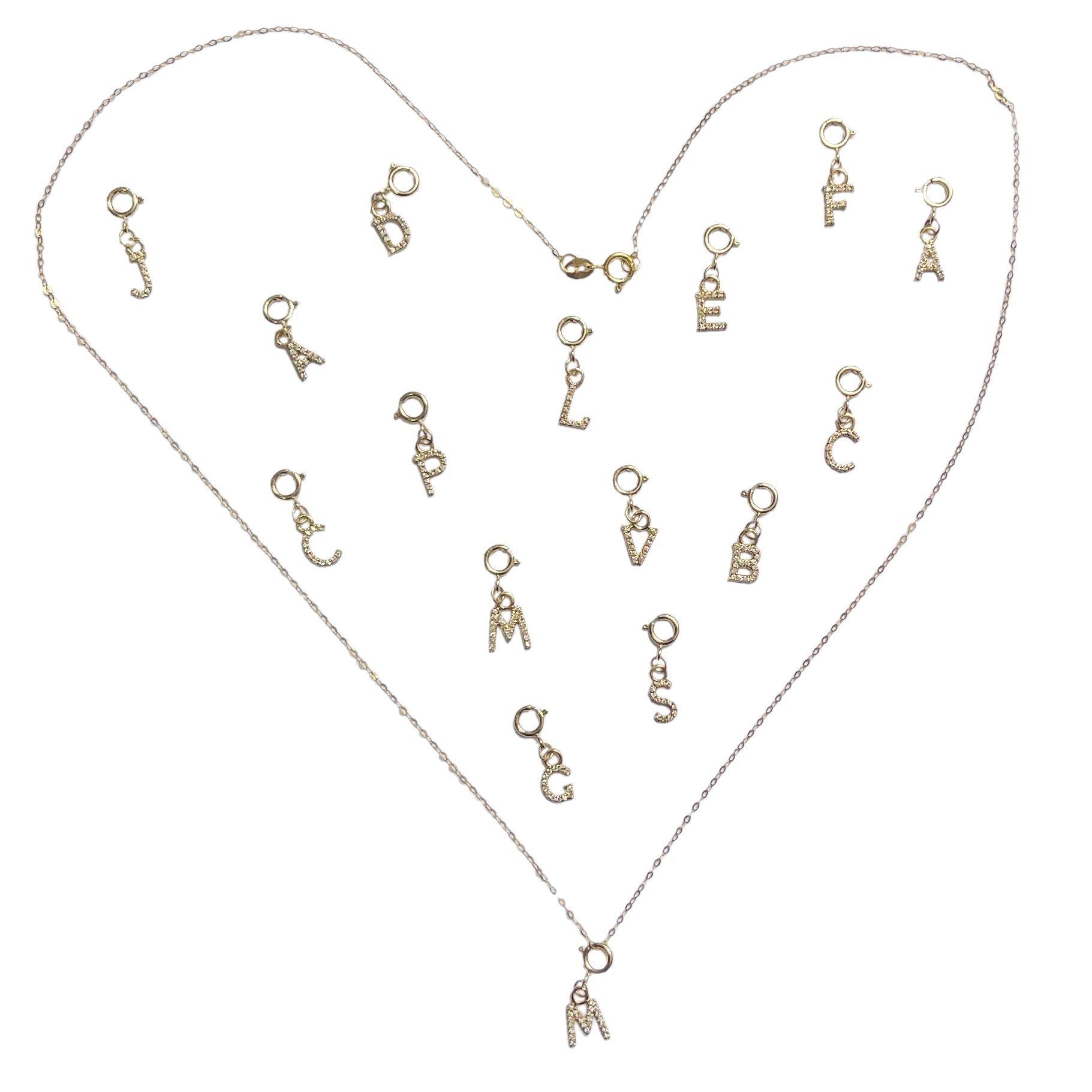 Colgante Charm Letras Inicial F Full Diamante 18 Kilates-2