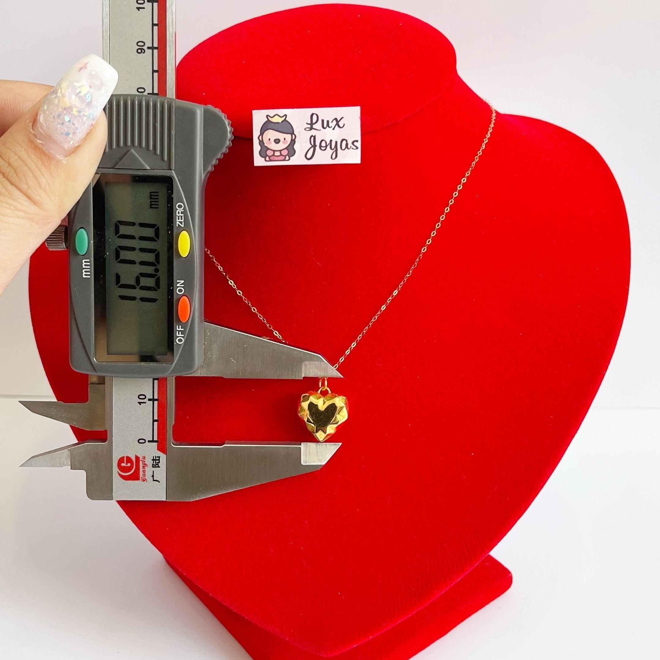 CADENA ESLABONES ORO AMARILLO 18K CORAZÓN DIAMANTADO-4