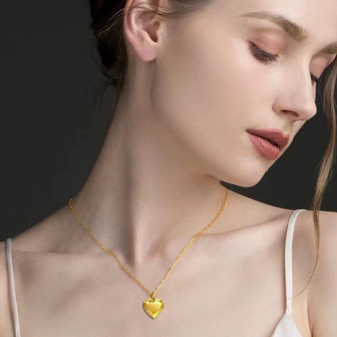 CADENA ESLABONES ORO AMARILLO 18K CORAZÓN DIAMANTADO-2