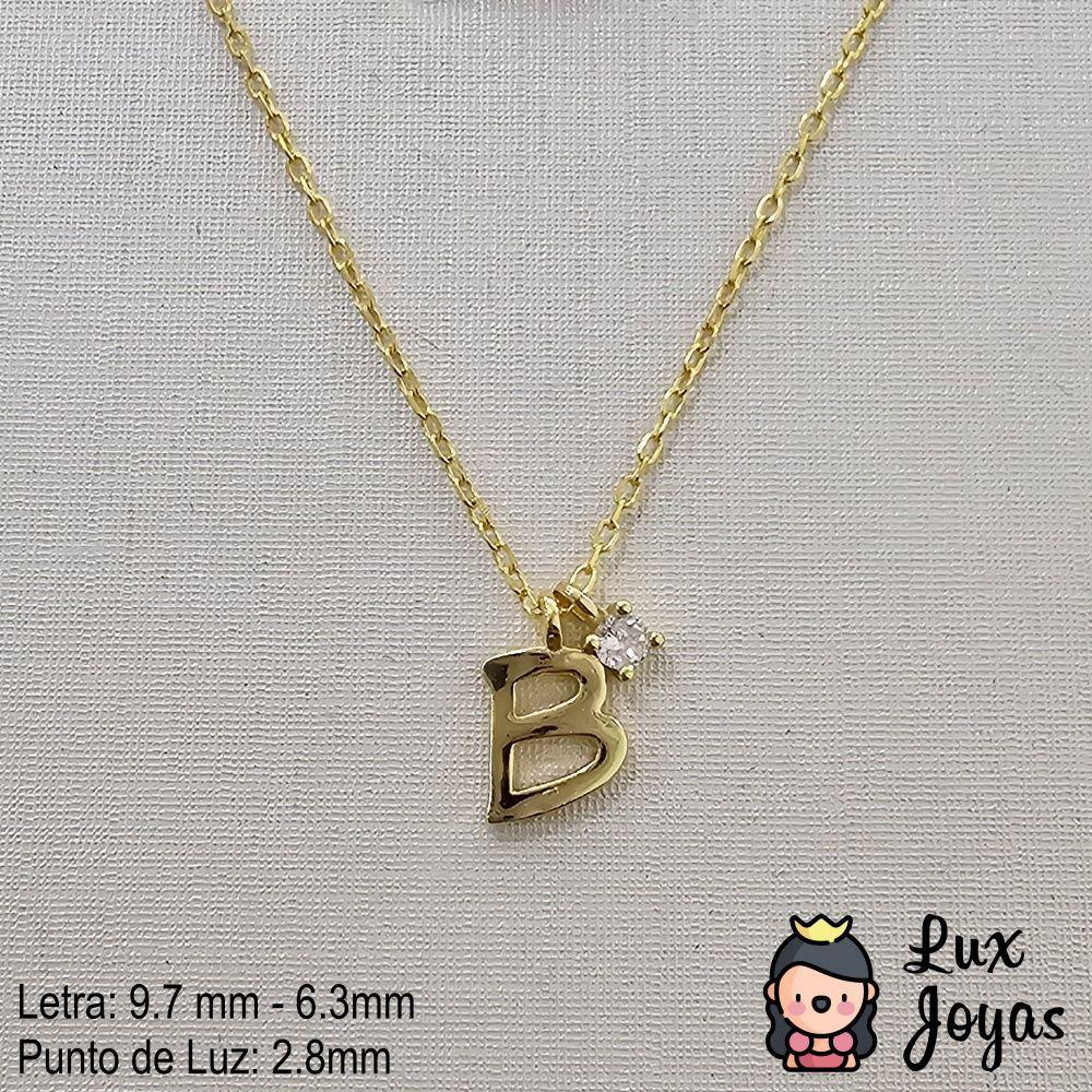Collar Plata 925 Letra B Inicial Punto Luz-2