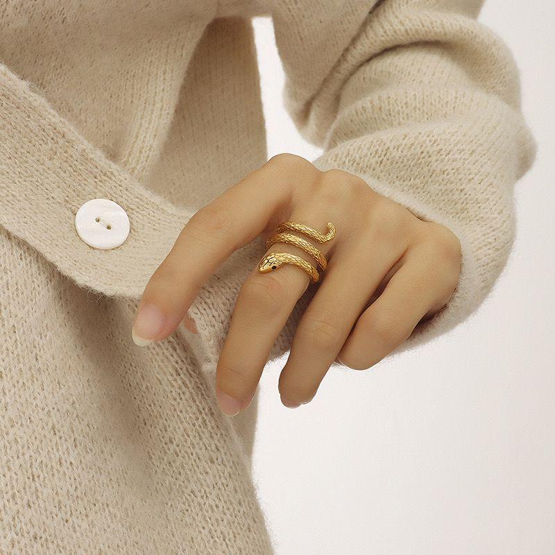 Anillo Baño Oro 18k Serpiente-1