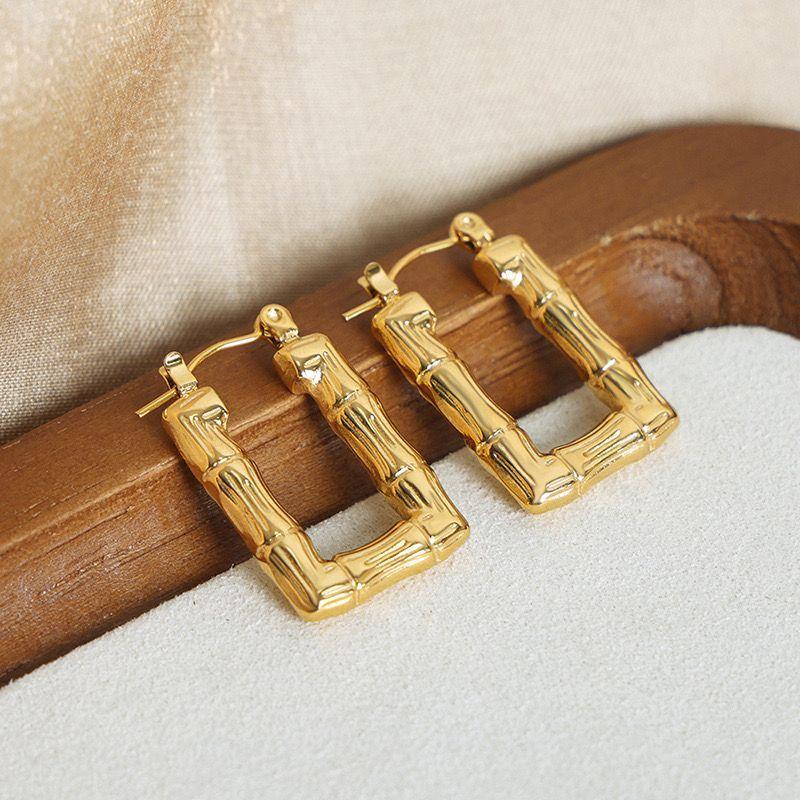 Aros Baño Oro 18k Argollas Bamboo Triangular-1