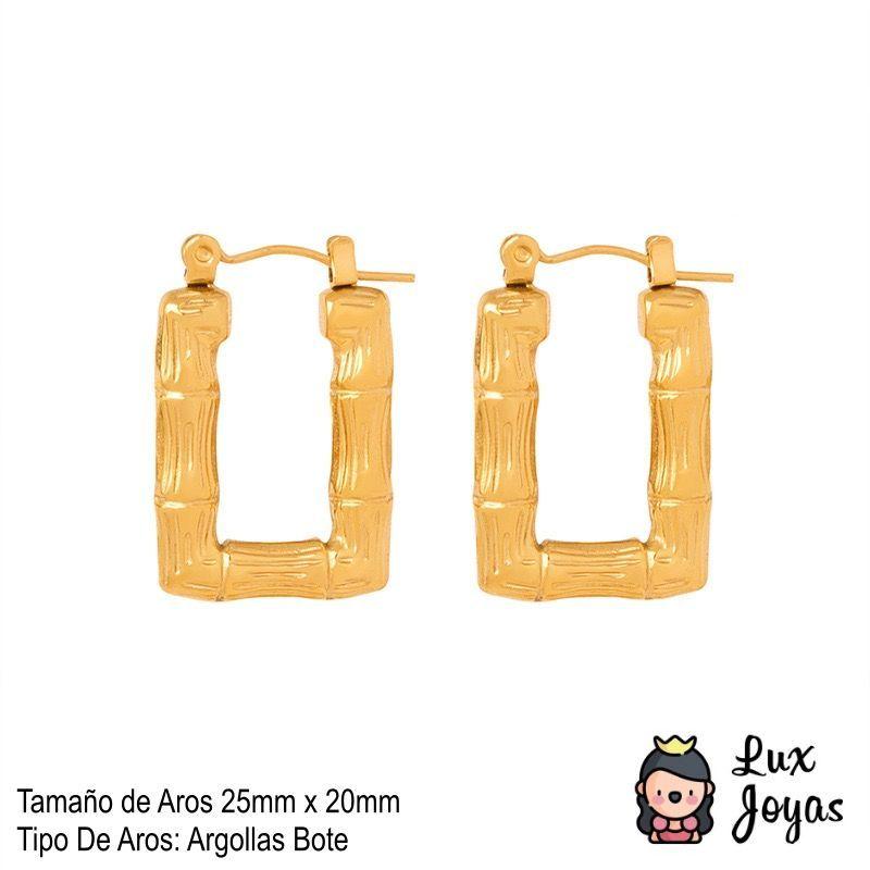 Aros Baño Oro 18k Argollas Bamboo Triangular-4