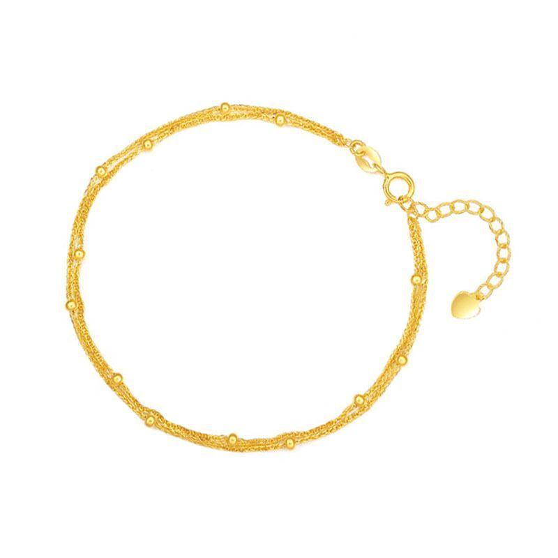 PULSERA DOBLE PELOTITAS ORO AMARILLO 18K-0