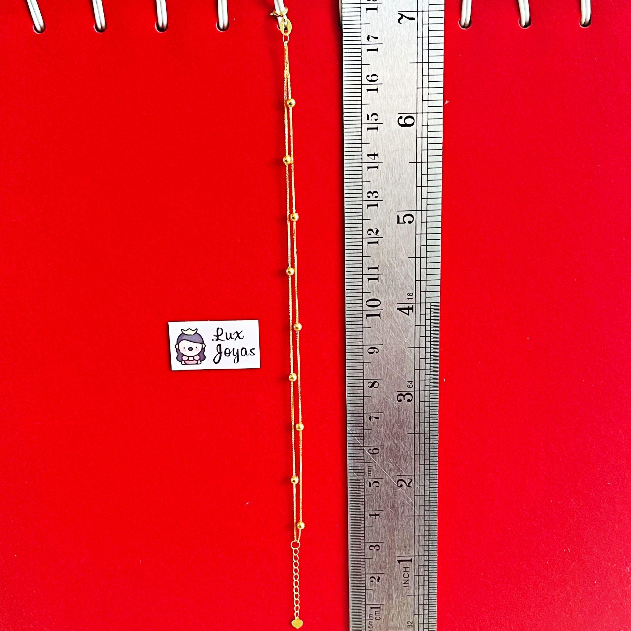 PULSERA DOBLE PELOTITAS ORO AMARILLO 18K-4