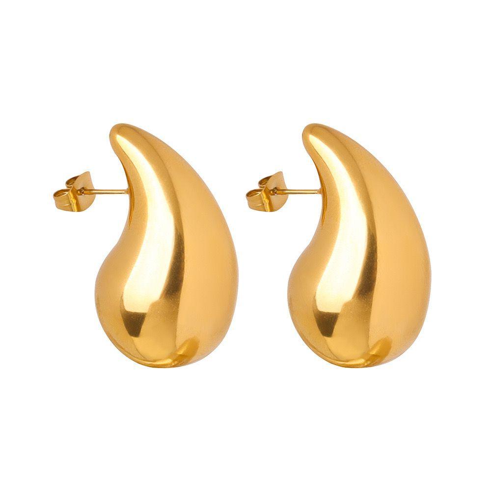 Aros Baño Oro 18k Pegados Gota-0