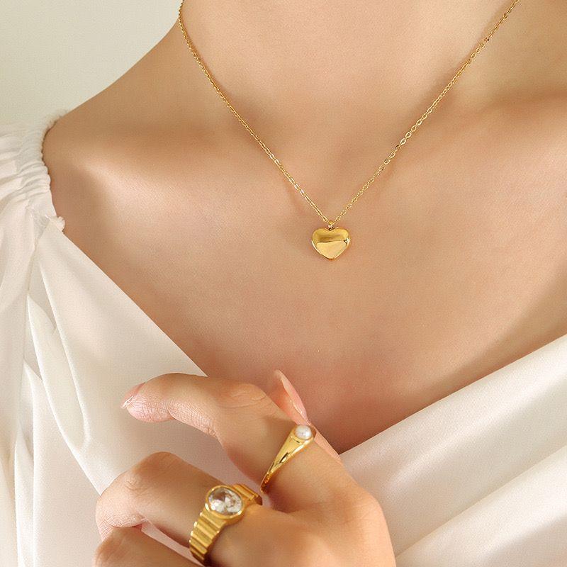 Collar Baño Oro Amarillo 18k Corazón Liso-3