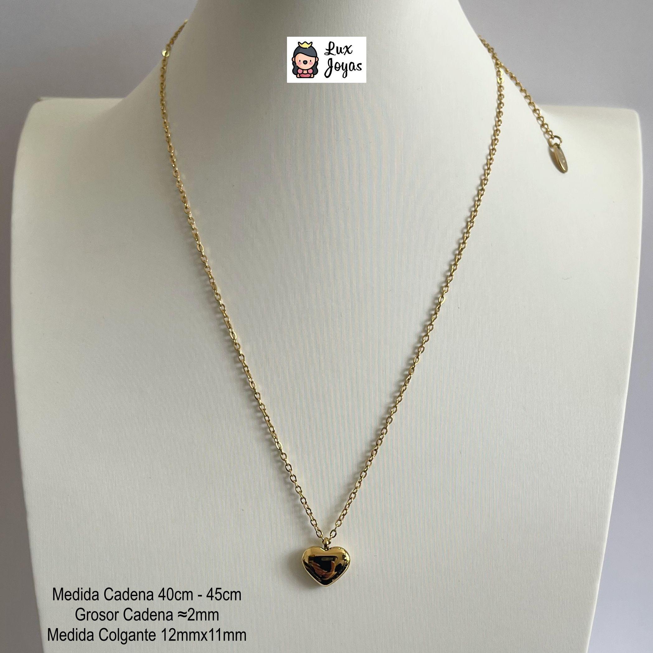 Collar Baño Oro Amarillo 18k Corazón Liso-4