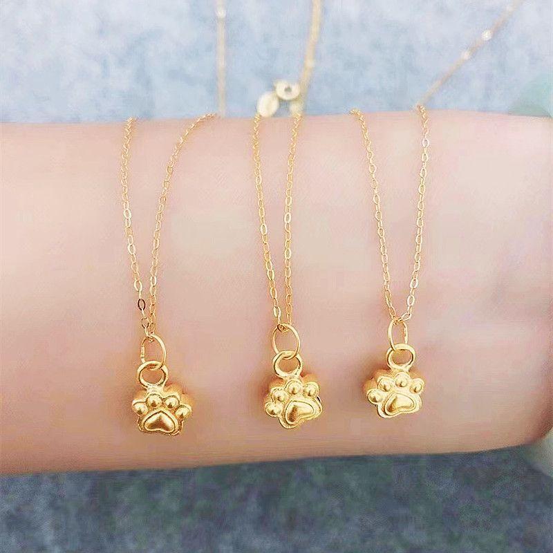 Cadena Eslabones Oro Amarillo 18k Colgante Patita 24k-1