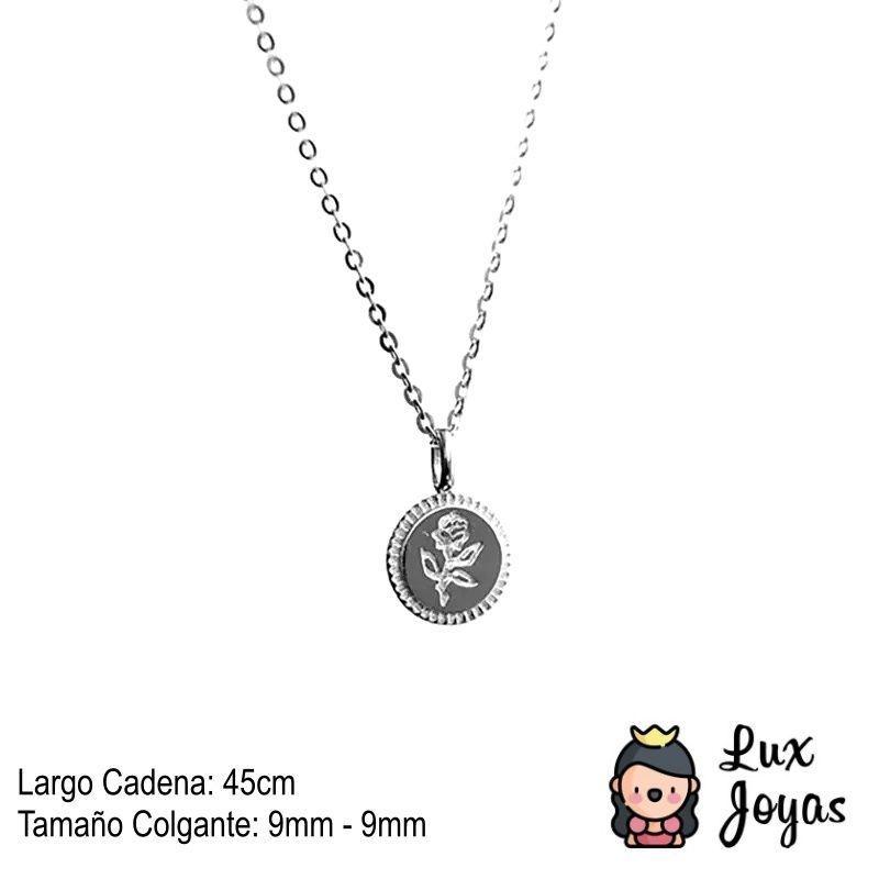 Collar Plata 925 Disco Rosa-2