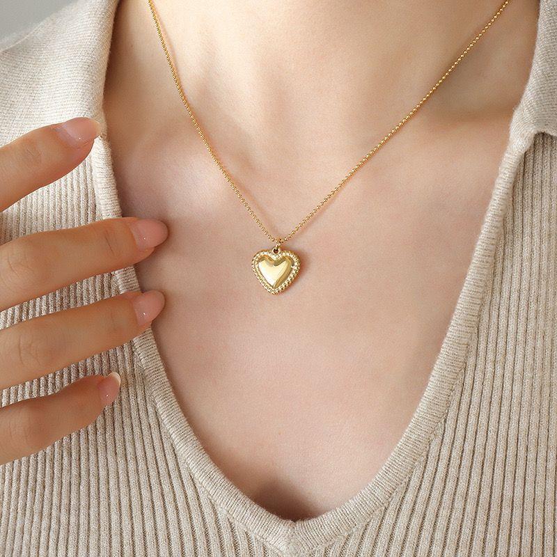 Collar Baño De Oro Amarillo 18k Pelotitas Corazón-2